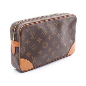 Louis Vuitton Marly Dragonne Shoulder Bag Clutch Canvas Leather Brown